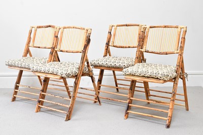 Lot 60 - Four vintage bamboo folding chairs, with Madam...