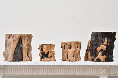 Lot 75 - Four contemporary tree root sculptural candle...