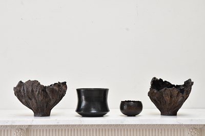 Lot 120 - A pair of bronze metal naturalistic candle...