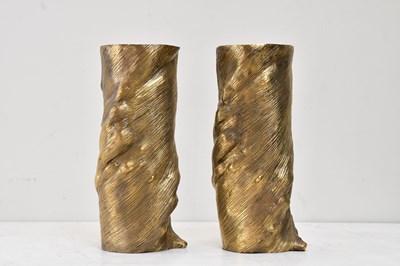 Lot 121 - A pair of contemporary bronze vases, with...