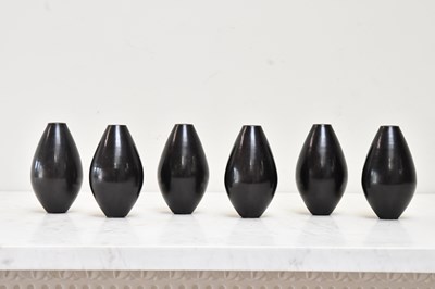 Lot 123 - Six contemporary bronze ovoid shaped vases,...