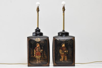 Lot 81 - SAVAGE, LONDON; a pair of Victorian toleware...