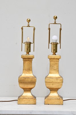 Lot 87 - A pair of good quality gilt metal table lamps...