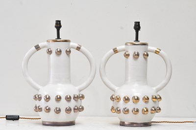 Lot 89 - A pair of contemporary ceramic and silvered...