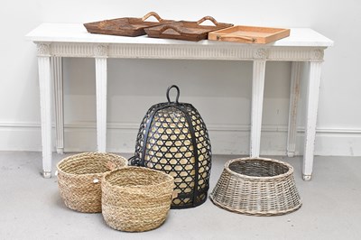 Lot 114 - A contemporary outdoor black metal hanging...