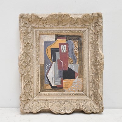 Lot 135 - J P; oil on panel, abstract in the manner of...