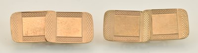 Lot 1378 - A pair of 9ct yellow gold square cufflinks,...