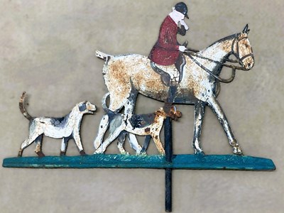 Lot 69 - A weather vane of a huntsman and two hounds,...