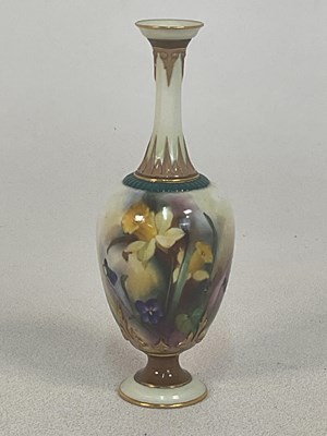 Lot 257 - ROYAL WORCESTER; a Hadley vase with slender...