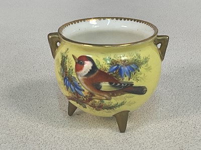 Lot 311 - ROYAL WORCESTER; a cauldron pot with hand...