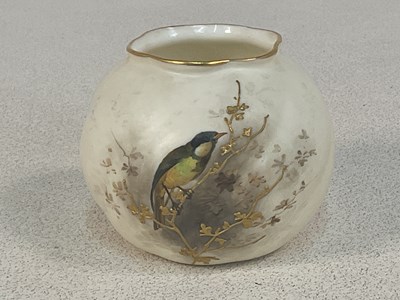 Lot 313 - ROYAL WORCESTER; a blush ivory globular vase...