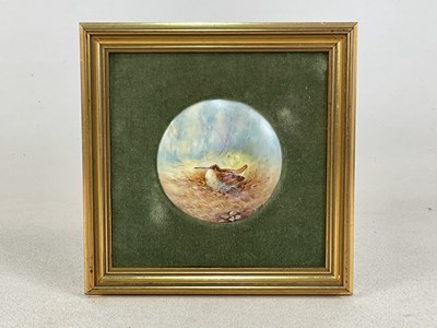 Lot 271 - ROYAL WORCESTER; handpainted plaque, woodcock...