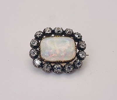 Lot 645 - A late Victorian opal and diamond cluster...