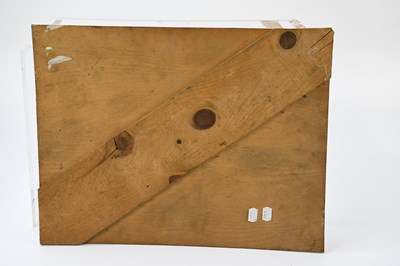 Lot 1668 - E PHIZACKLEA; pair of naive folk art oils on...