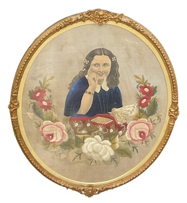 Lot 213 - An early 19th century Regency silk embroidered...