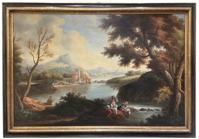 Lot 209 - UNATTRIBUTED; a large oil on canvas, rural...