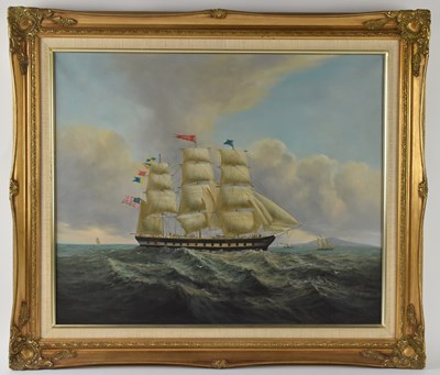 Lot 287 - UNATTRIBUTED; a modern oil on canvas, shipping...