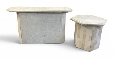 Lot 48 - A modern hexagonal white marble side table,...