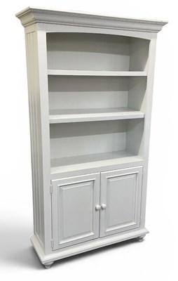 Lot 112 - A modern white painted bookcase, with two...