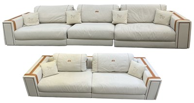 Lot 1 - FENDI; a large modern cream and tan leather...