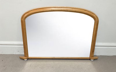 Lot 23 - A Victorian pine over mantel, with arched top,...