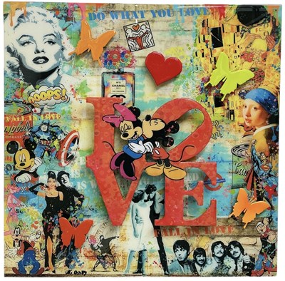Lot 222 - URI DUSHY; an original mixed media, 'Love V',...