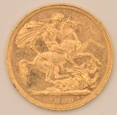 Lot 1478 - A Victoria full sovereign, 1889, George and...