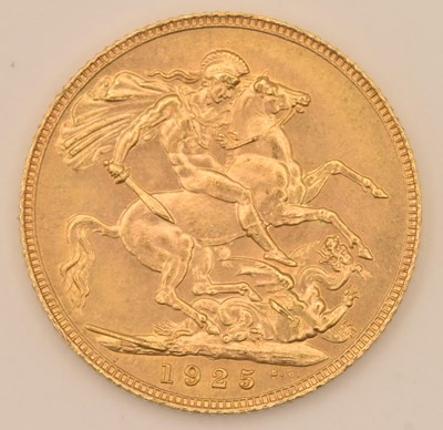 Lot 1479 - A George V full sovereign, 1925, George and...