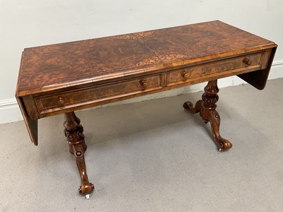 Lot 124 - A Victorian inlaid figured walnut hall or side...