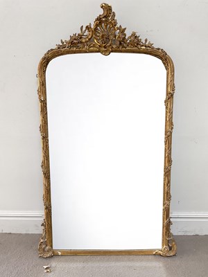 Lot 15 - A 19th century giltwood and gesso pier mirror...