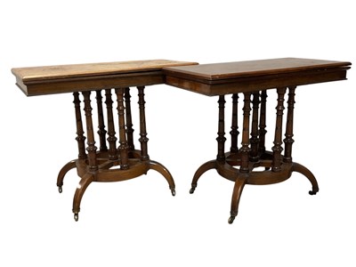 Lot 120 - A pair of Victorian Gothic revival walnut card...