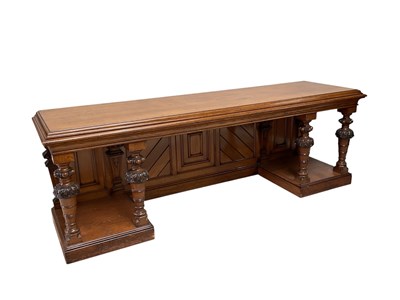 Lot 41 - A very large Victorian carved oak buffet...