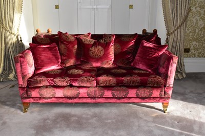 Lot 2919 - DURESTA; two matching drop side sofas covered...