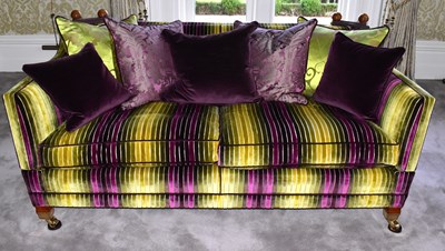 Lot 2920 - DURESTA; a pair of drop side sofas covered...