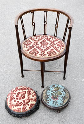 Lot 1632 - An Edwardian line inlaid bow back bedroom...