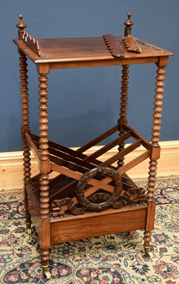 Lot 1600 - A Victorian rosewood Canterbury whatnot,...