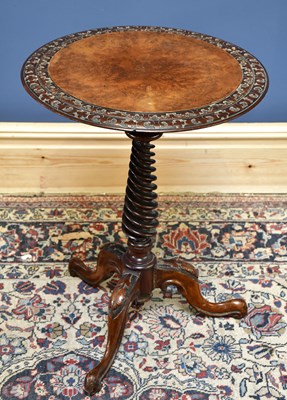 Lot 1579 - A Victorian walnut tripod occasional table...