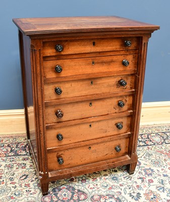 Lot 1571 - A late 19th century French walnut chest of six...