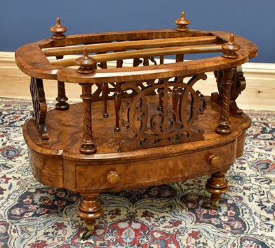 Lot 1560 - A 19th century walnut Canterbury, height 50cm,...