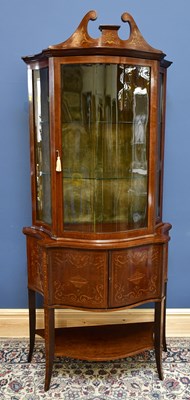 Lot 1554 - An Edwardian mahogany inlaid display cabinet...
