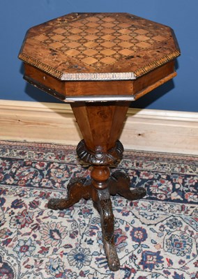 Lot 1577 - A Victorian inlaid walnut chess top sewing...