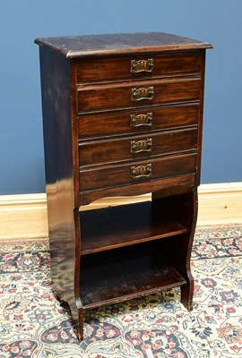 Lot 1643 - An Edwardian mahogany music cabinet with five...