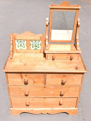 Lot 1675 - An old pine dressing table with mirrored back...