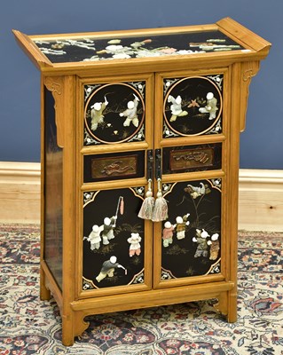 Lot 1716 - A modern Chinese two door cabinet inlaid with...