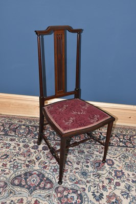 Lot 1640 - A mahogany and inlaid Edwardian bedroom chair,...