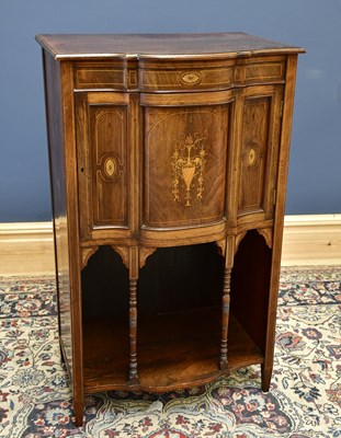 Lot 1607 - A mahogany inlaid side cabinet, height 97cm,...