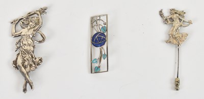 Lot 685 - A silver and enamel Mackintosh inspired brooch,...