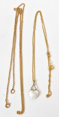 Lot 642 - A yellow metal necklace, with another necklace...
