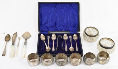 Lot 567 - A cased set of six Sheffield hallmarked silver...