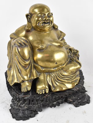 Lot 518 - A large Chinese brass figure of Hotei (Buddha)...